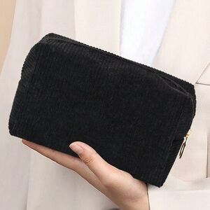 Elegant Black Corduroy Clutch